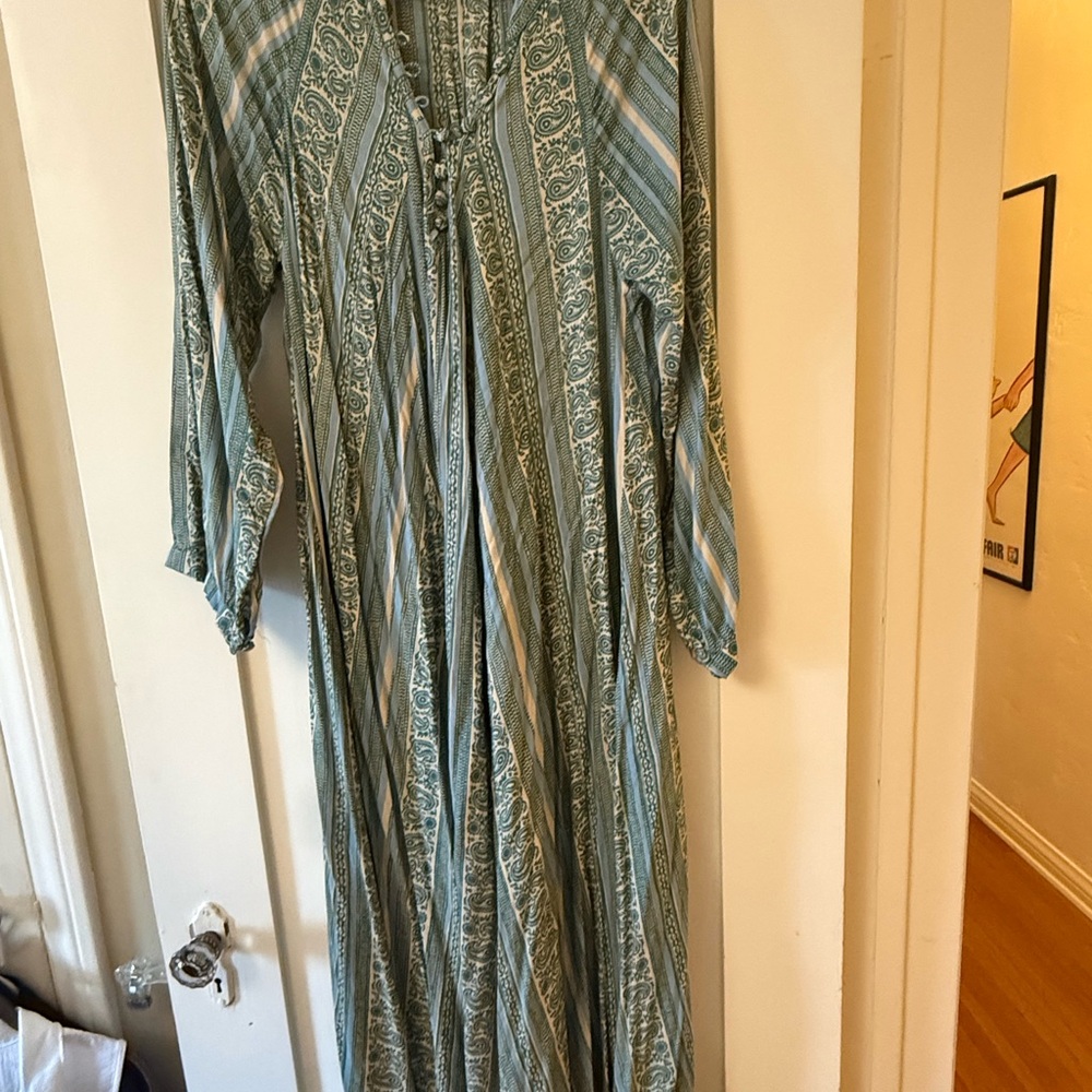 Natalie Martin Fiore Mint Green And Blue Striped Paisley Long Dress - Size M. - Picture 6 of 10